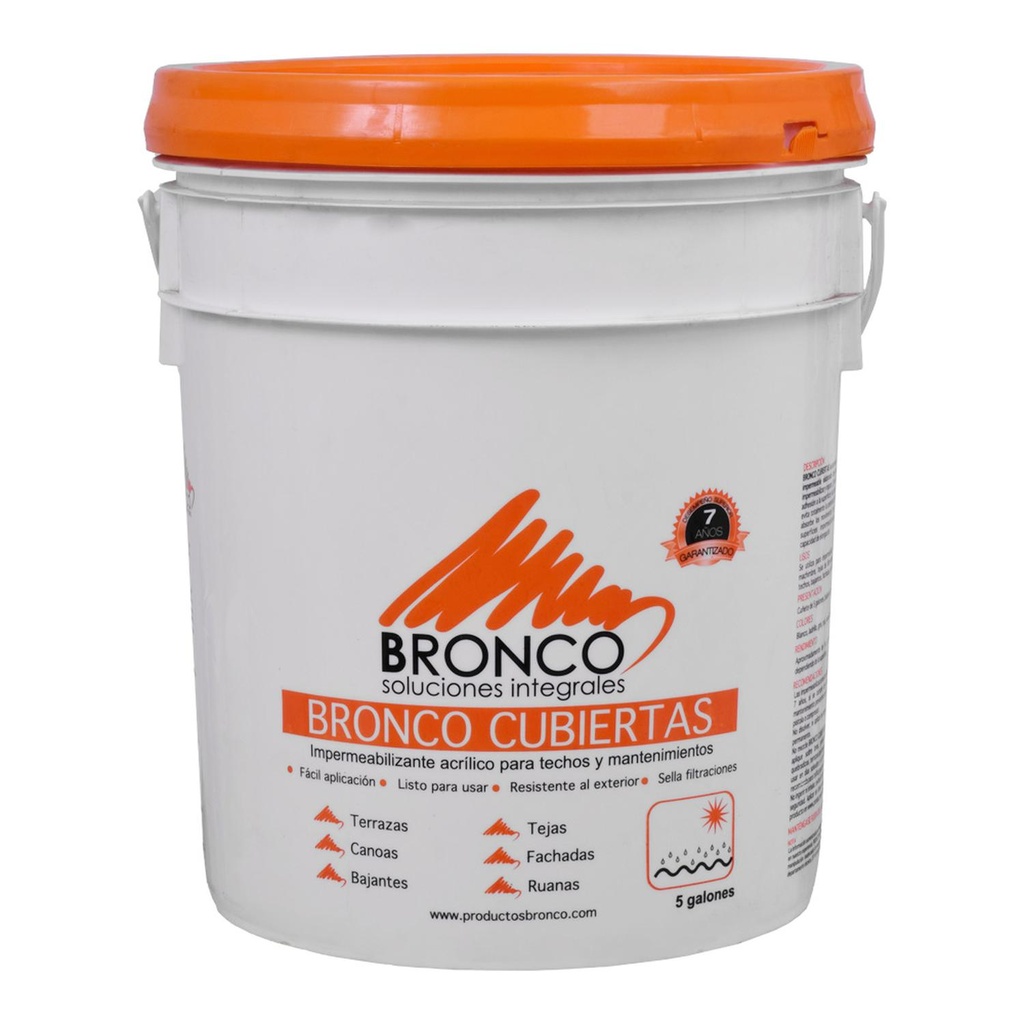 IMPERMEABILIZANTE ACRILICO 7 AÑOS BRONCOCUBIERTA CUÑETE BLANCO (4BC4300019)