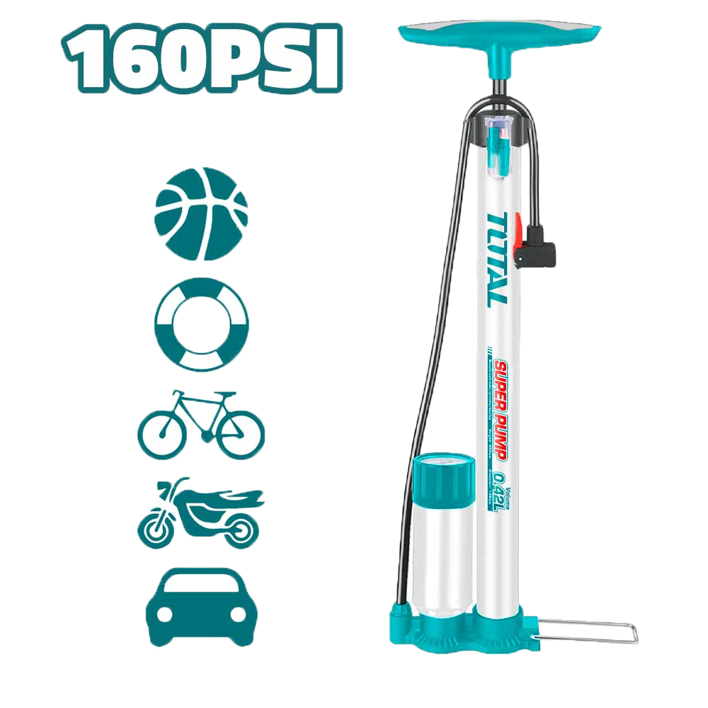 INFLADOR DE PIE 140PSI CON SOPORTE TOTAL (TMPP3811)