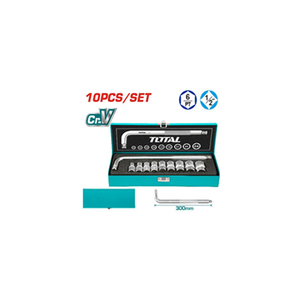 JUEGO DE COPAS X 10 PZS 1/2 (10-24MM) INDUSTRIAL TOTAL (THTL121101)