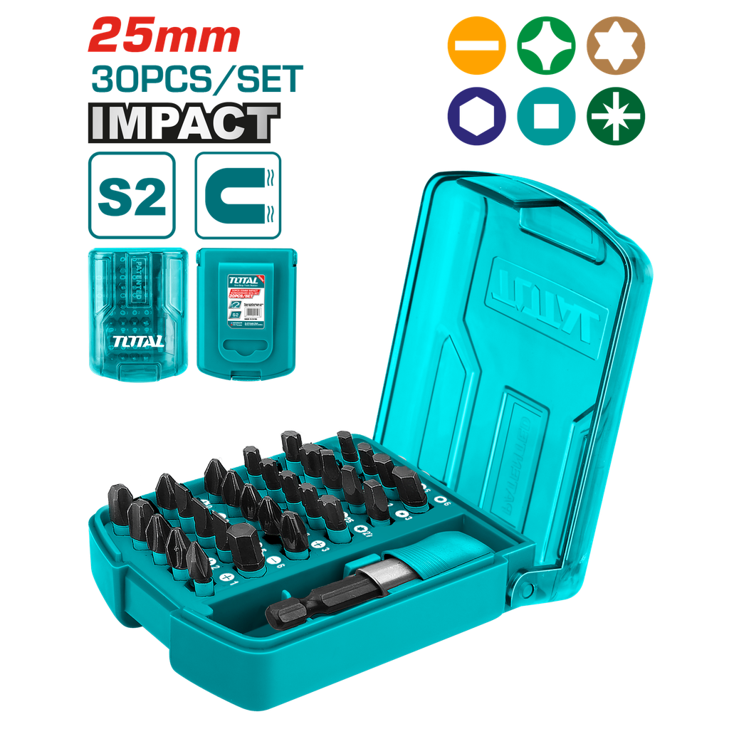 JUEGO DE PUNTAS DESTORNILLADOR IMANTADAS X 30 PCS INDUSTRIAL SUPER TOTAL (TACSD18306)