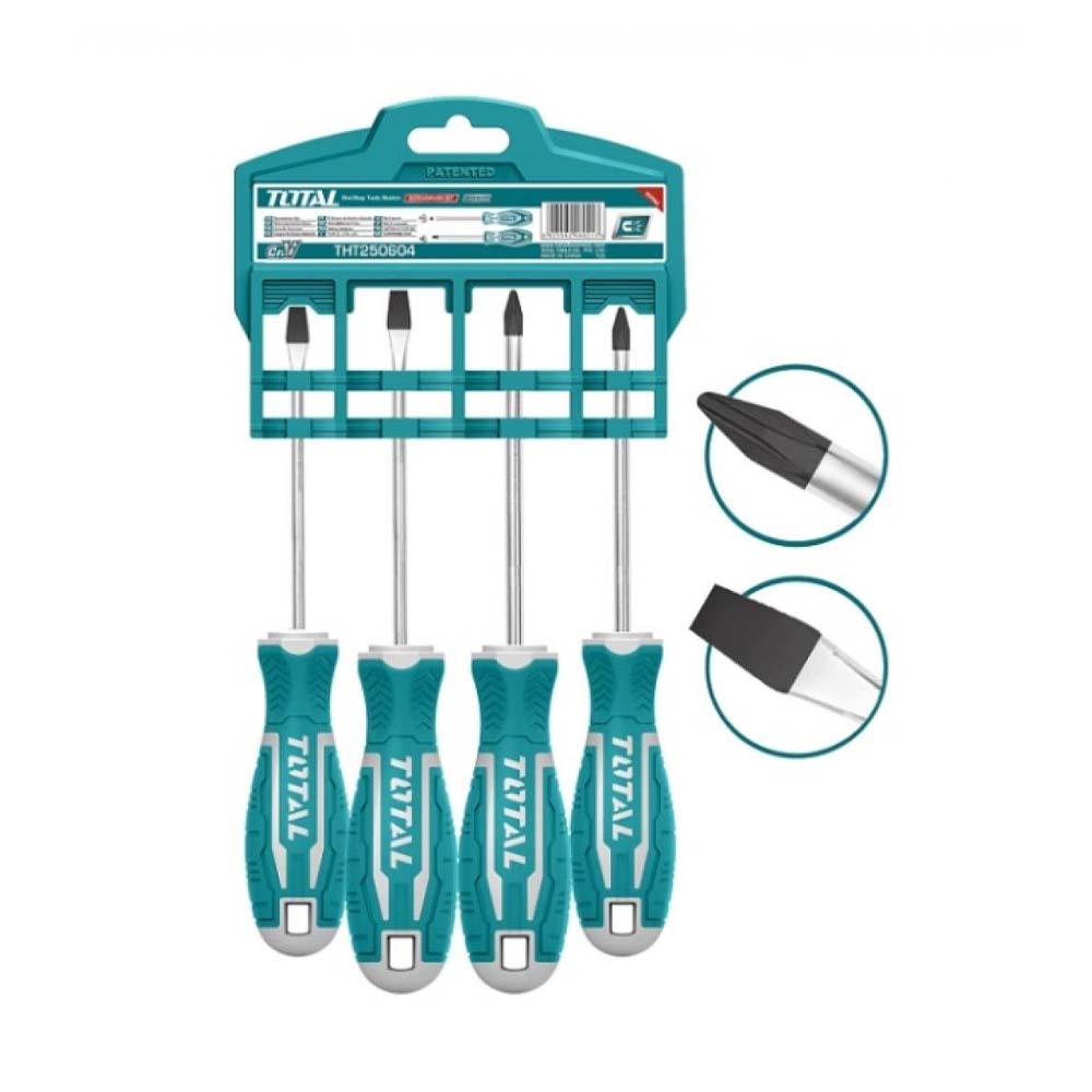 JUEGO DESTORNILLADORES X 4PCS PUNTA INMANTADA TOTAL (THT250604)