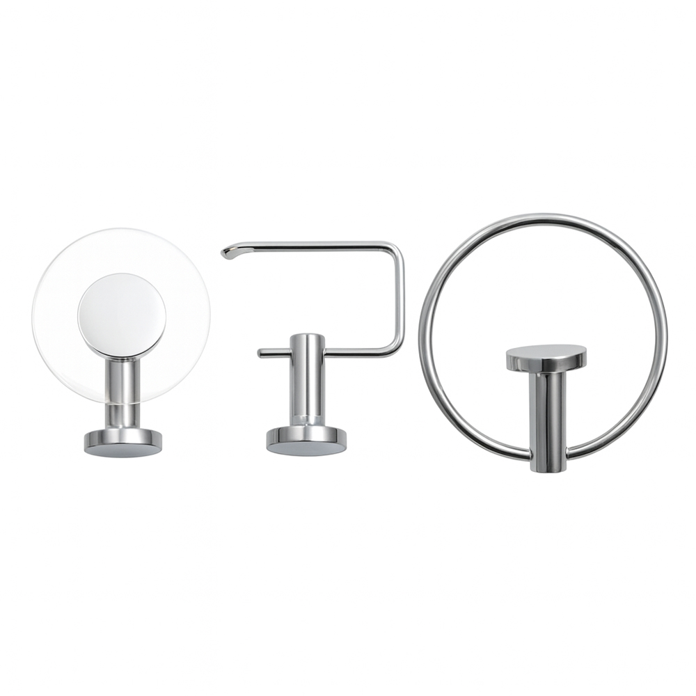 KIT ACCESORIOS PARA BAÑO X 3 PIEZAS CROMADO UDUKE  (HT2164)