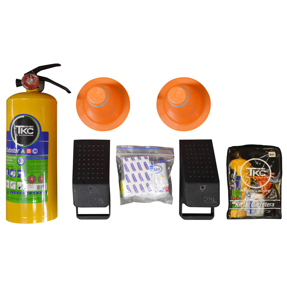 KIT CARRETERA PARA CARRO TKC ESTUCHE X 5 PCS -REGLAMENTARIO  (EXTINTOR DE 5 LBS) REF-106772