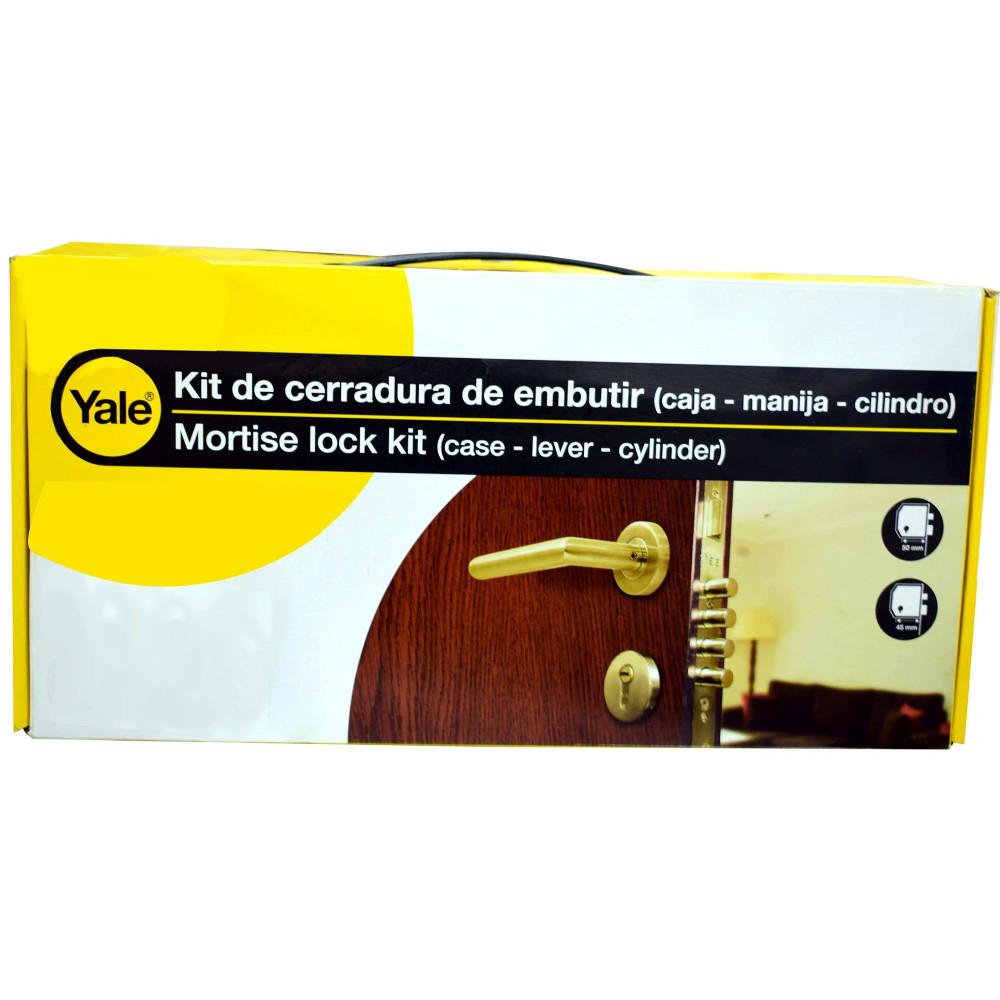 KIT CERRADURA DE EMBUTIR PALANCA 4 BULONES BARI YALE 62LM LLAVE-MARIPOSA(7070)