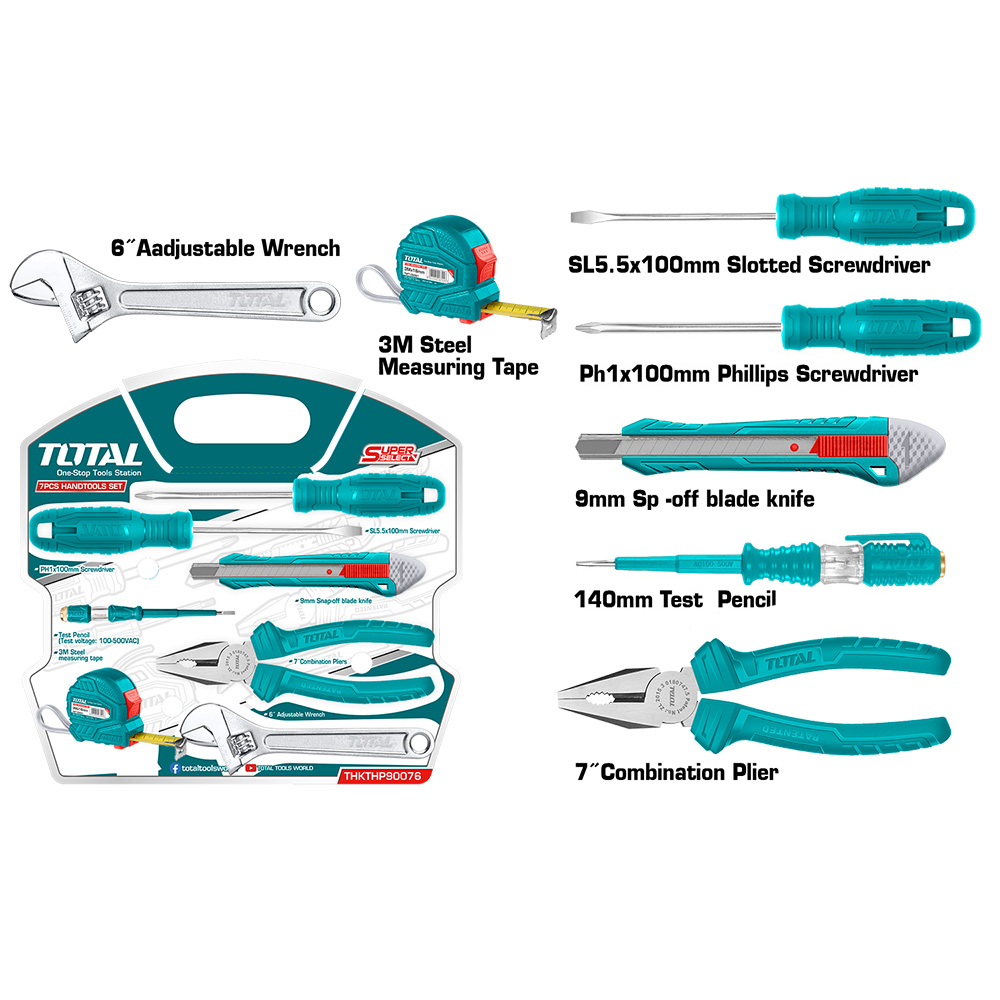 KIT DE HERRAMIENTAS 7PZS TOTAL SUPER SELECT (THKTHP90076)