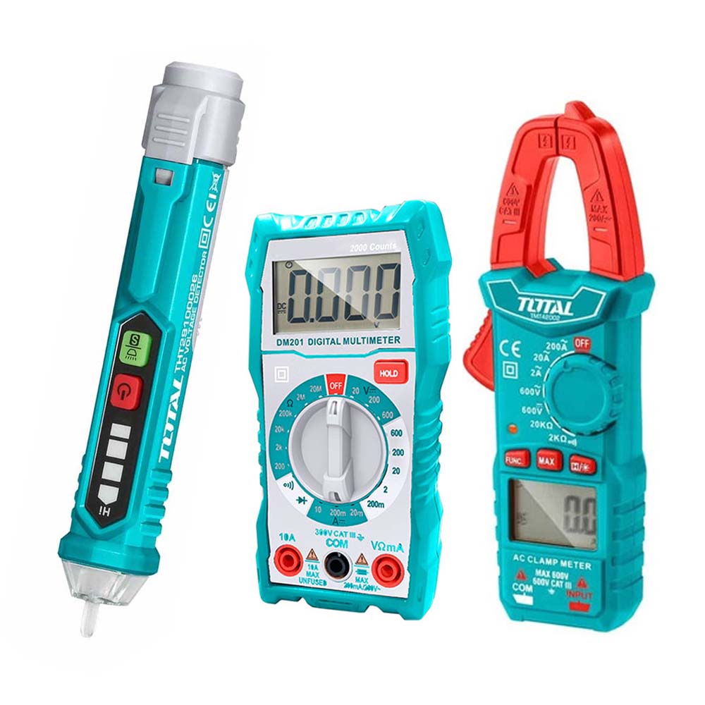 KIT MEDIDOR DE CORRIENTE DIGITAL INCLUYE PROBADOR - TESTER - PINZA SUPER SELECT TOTAL (TMT43028)