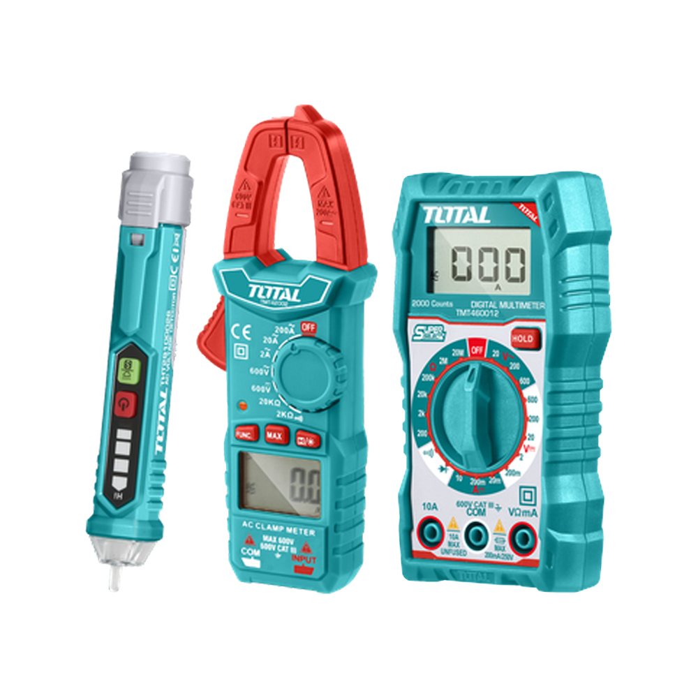 KIT MEDIDOR DE CORRIENTE DIGITAL INCLUYE PROBADOR - TESTER - PINZA SUPER SELECT TOTAL (TMT43028)