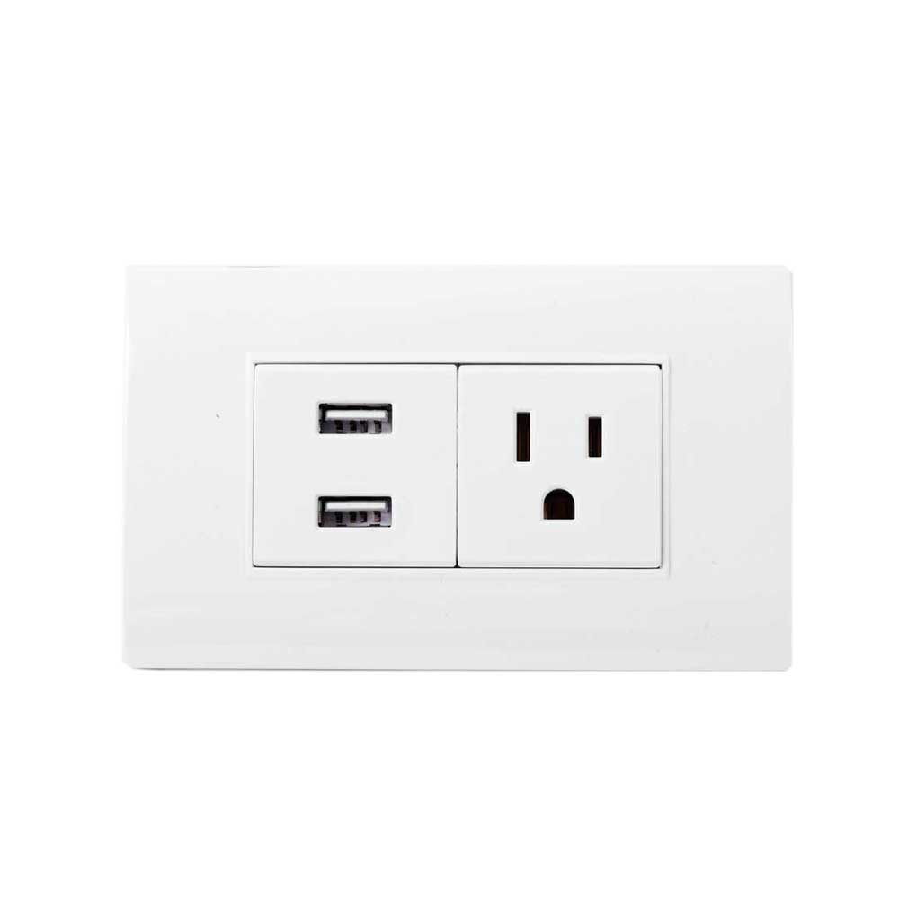LINEA BK PLUS BLANCA INCRUSTAR TOMA SENCILLO + 2 USB (118K-36) (HT20686)