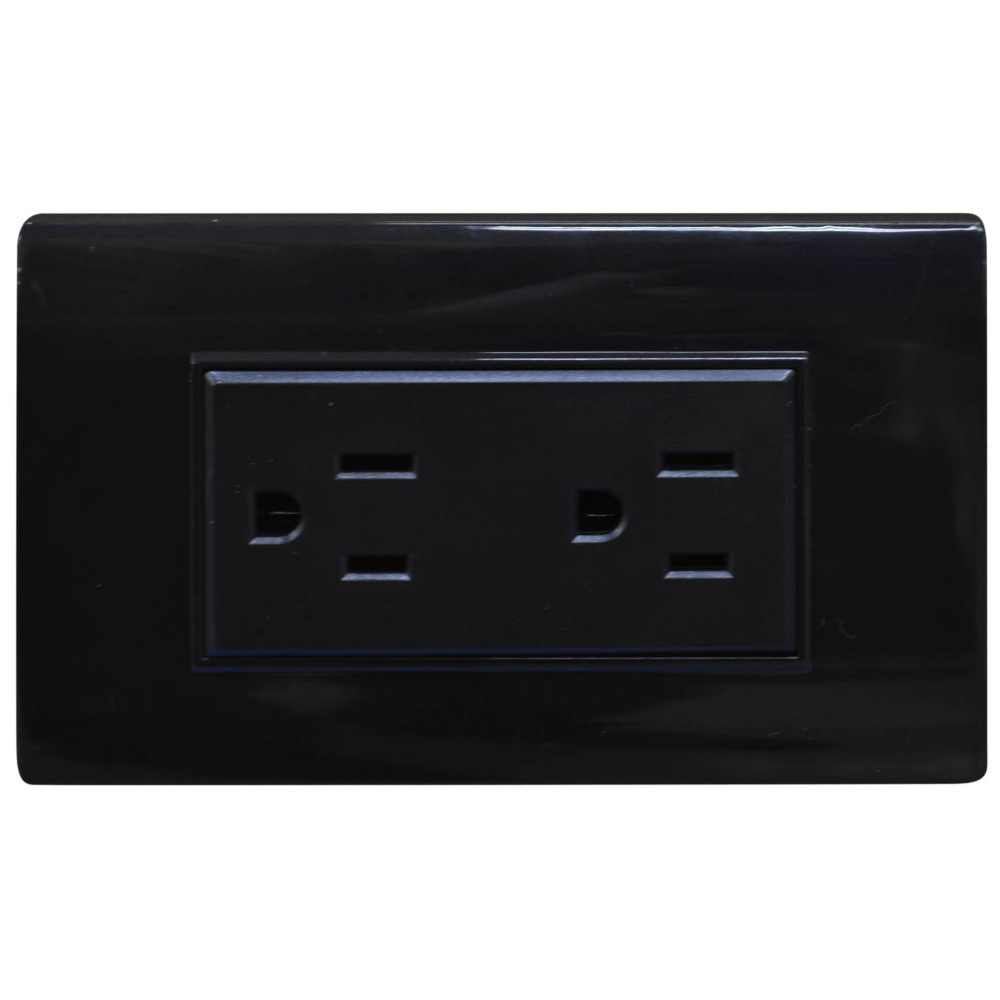 LINEA BK PLUS NEGRA INCRUSTAR TOMA DOBLE 110-220 (118K-06-BLK) (HT20722)