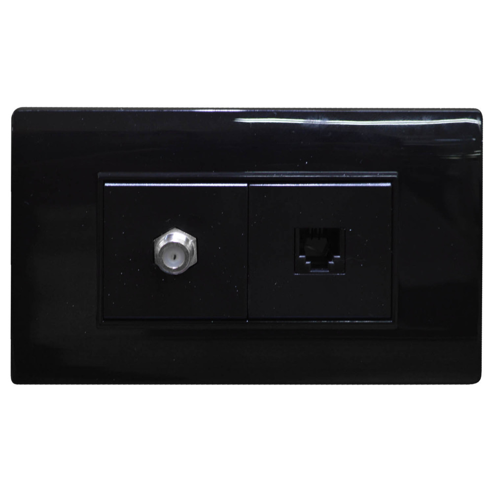 LINEA BK PLUS NEGRA INCRUSTAR TOMA TELEFONO + TV (118K-78-BLK) (HT20726)