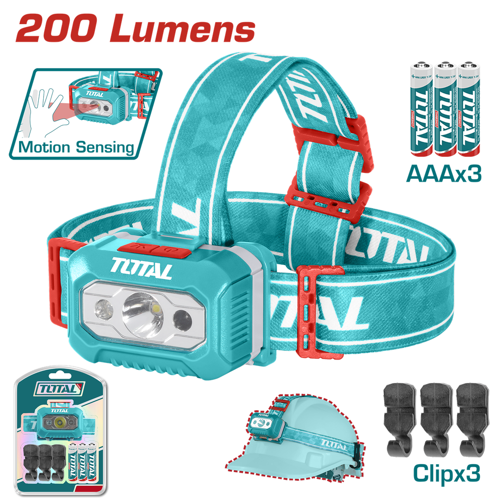 LINTERNA MINERO 200 LUMENES INCLUYE BATERIA SUPER TOTAL (THL013AAA6)