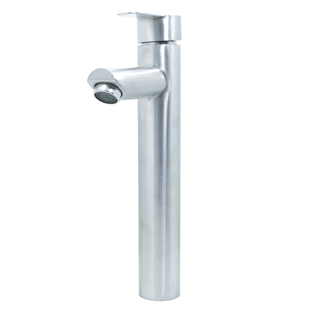 LLAVE LAVAMANOS MONOCONTROL ACERO INOXIDABLE REDONDA
SATINADA  ALTA 30 CM
UDUKE
(HT2037)