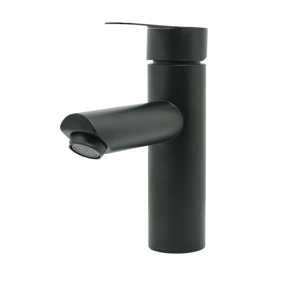 LLAVE LAVAMANOS MONOCONTROL ACERO INOXIDABLE REDONDA 
NEGRA BAJA 18CM
UDUKE
 (HT2034)