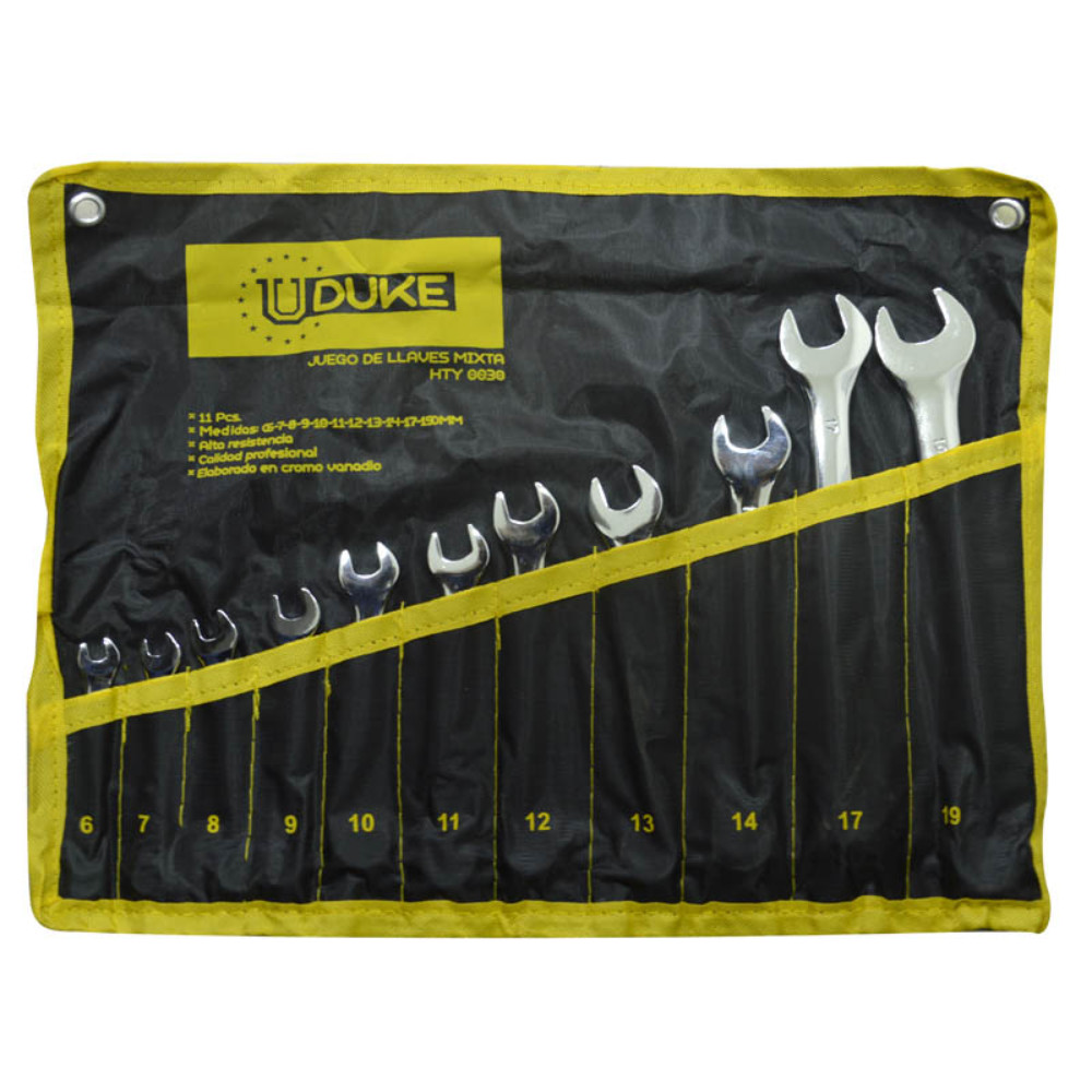 LLAVE MIXTA JUEGO X 11 PCS (6-19 MM) CR/V UDUKE (HTY0030)