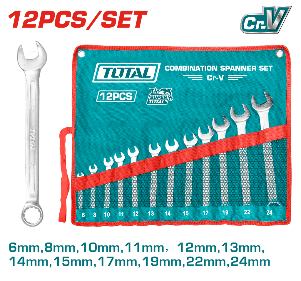 LLAVE MIXTA JUEGO X 12 PZS 6-24MM CRV SUPER TOTAL (THT1022121)