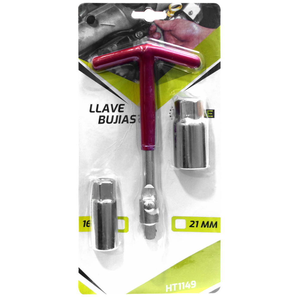 LLAVE SACA BUJIAS EN T X 3PCS 16MM Y 21MM UDUKE (HT1149)