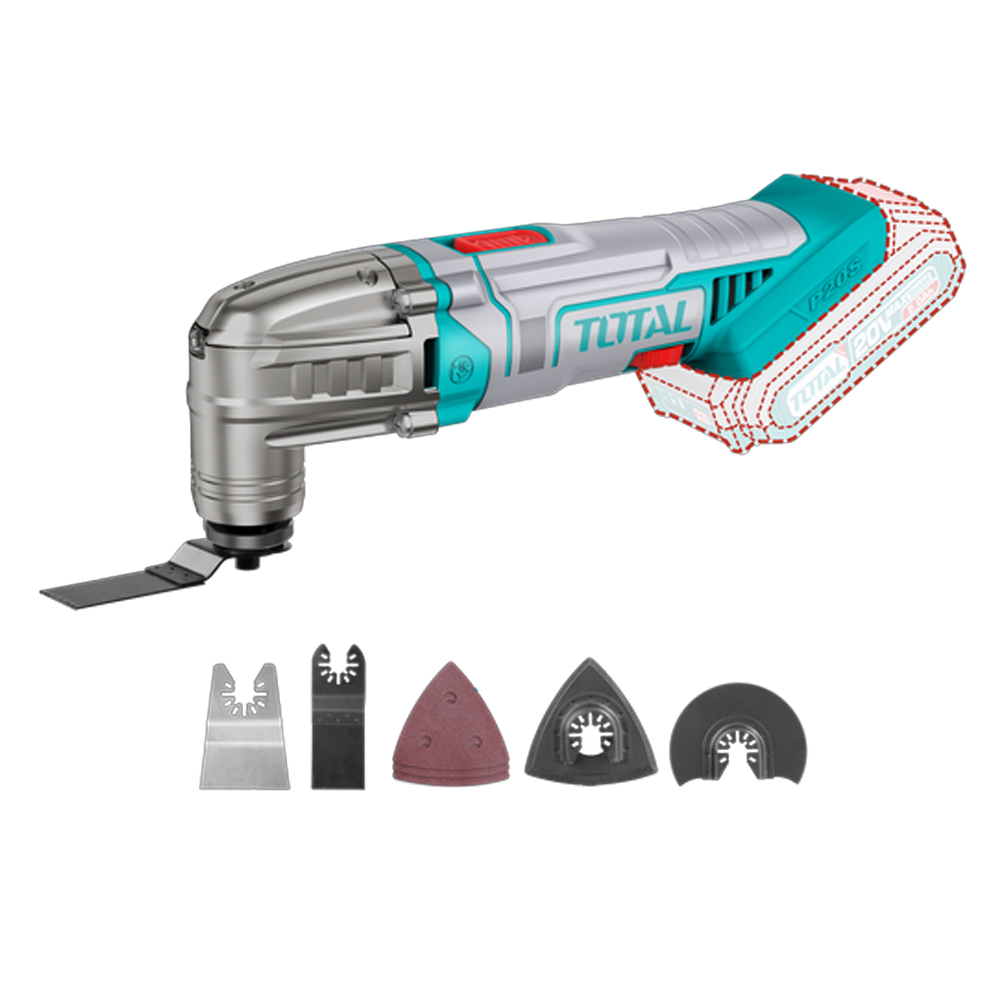 MULTIHERRAMIENTA INALAMBRICA OSCILANTE 20V + ACCESORIOS BATERIA Y CARGADOR NO INCLUIDO TOTAL (TMLI2022)