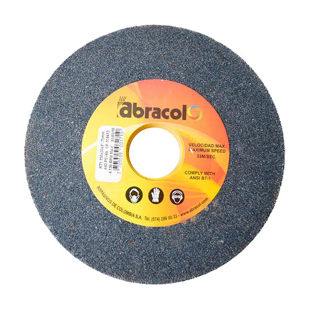 PIEDRA ESMERIL ABRACOL 6X1X1 1/4 GRANO 60 GRIS (AVR1A0060061)