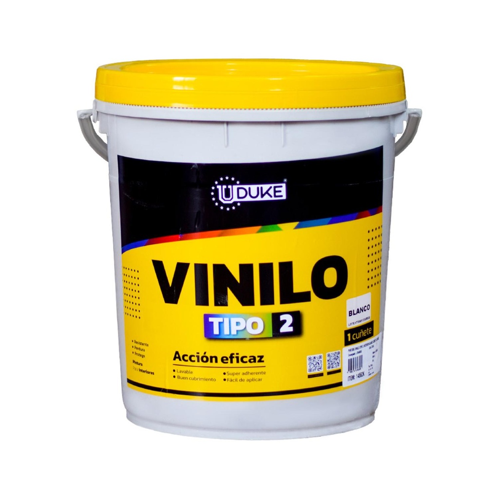 PINTURA VINILO TIPO 2 INTERIOR BLANCO CUÑETE (UDUKE)