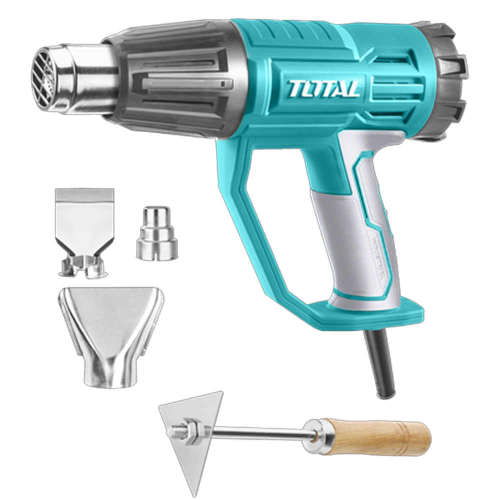 PISTOLA CALOR CON TEMPERATURA AJUSTABLE 1600W INCLUYE 3 BOQUILLAS Y 1 RASCADOR INDUSTRIAL TOTAL (UTB16045)