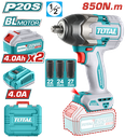 PISTOLA IMPACTO INALAMBRICA 1/2" 20V 850 NM INCLUYE 2 BATERIAS 1 CARGADOR INDUSTRIAL SUPER TOTAL (UTIWLI2085)