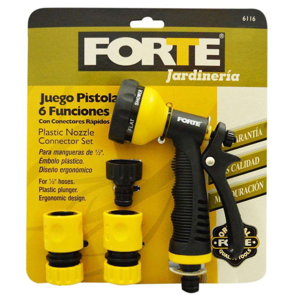 PISTOLA MANGUERA 6 CHORROS FORTE CON CONECTORES RAPIDOS  (6116)