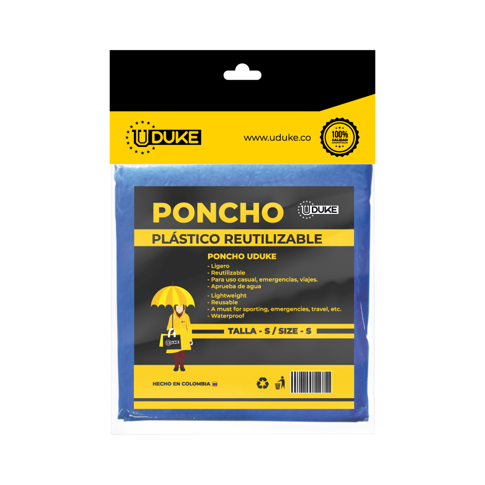 PONCHO IMPERMEABLE PARA LLUVIA PLASTICO NINO 6-8 ANOS UDUKE