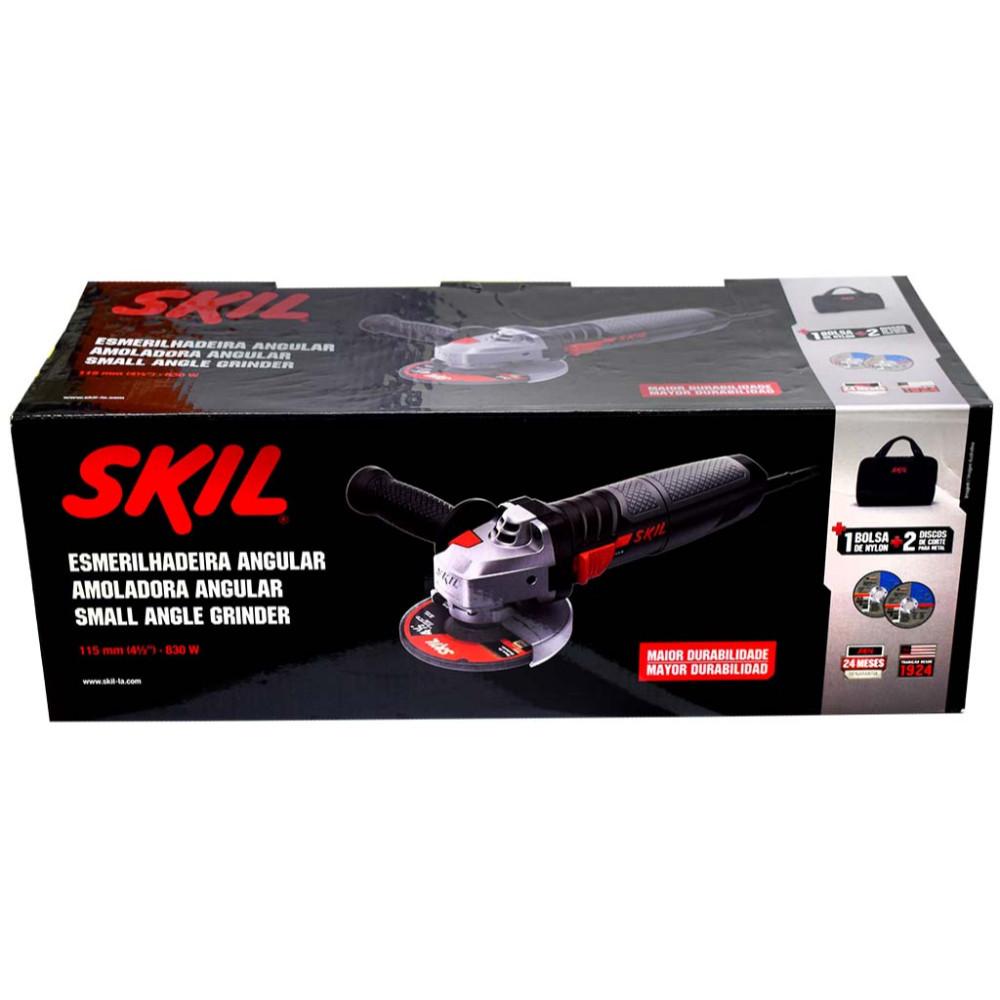 PULIDORA SKIL 4 1/2 830W EJE 5/8 T-PROFESIONAL (F0129004FK) + 2 DISCOS + MORRAL (F0129004FP000)