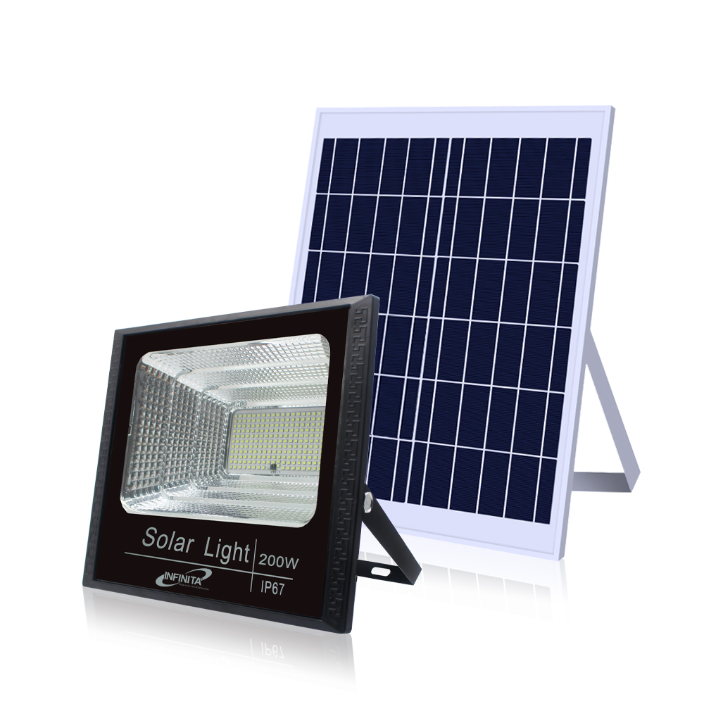 REFLECTOR LED 200W LUZ DIA + PANEL SOLAR (IP67) (INFRS2-200W)