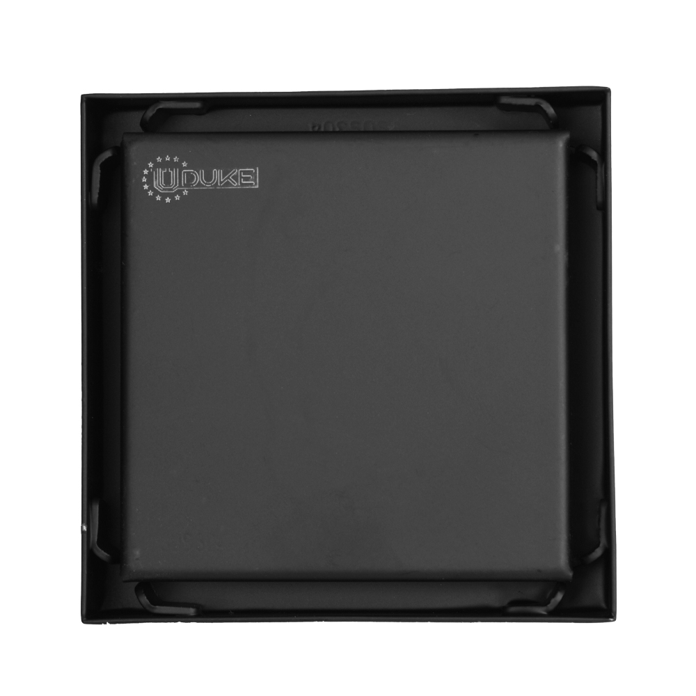 REJILLA SIFON  PISO INVISIBLE ACERO INOXIDABLE NEGRA 10X10 UDUKE  (HT1583)
