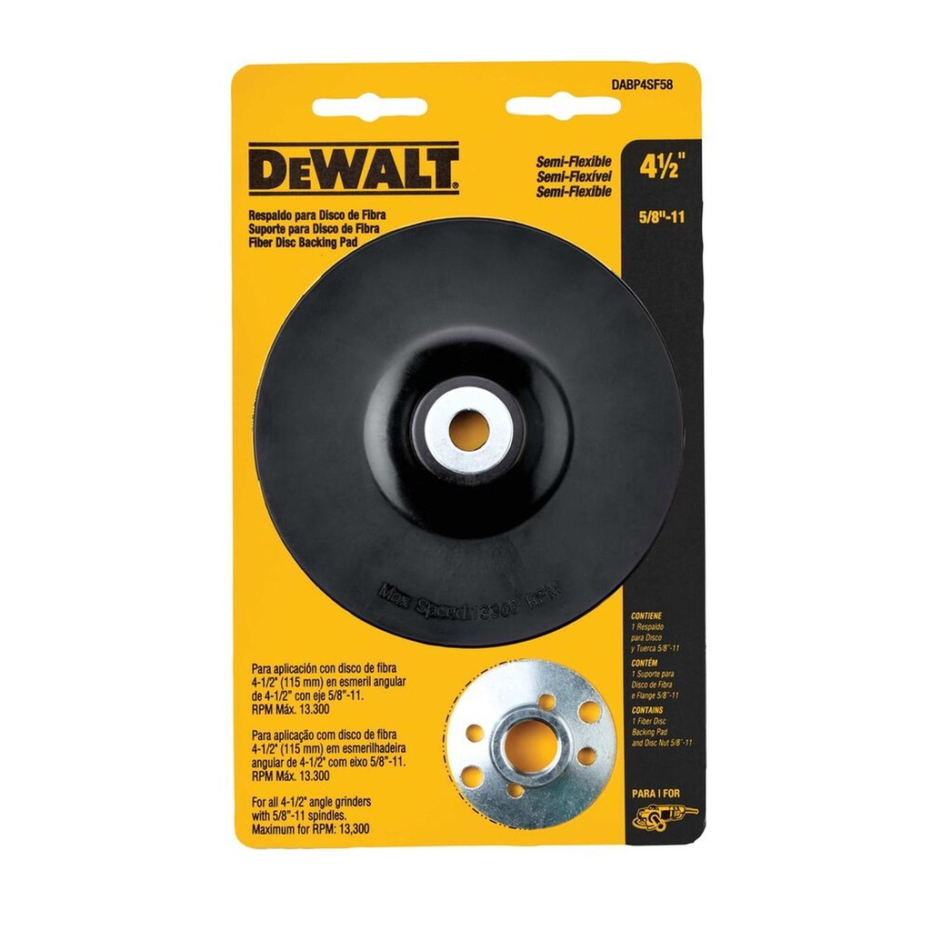RESPALDO DISCO DE FIBRA 4-1/2" SEMI-FLEXIBLE DEWALT (DABP4SF58)