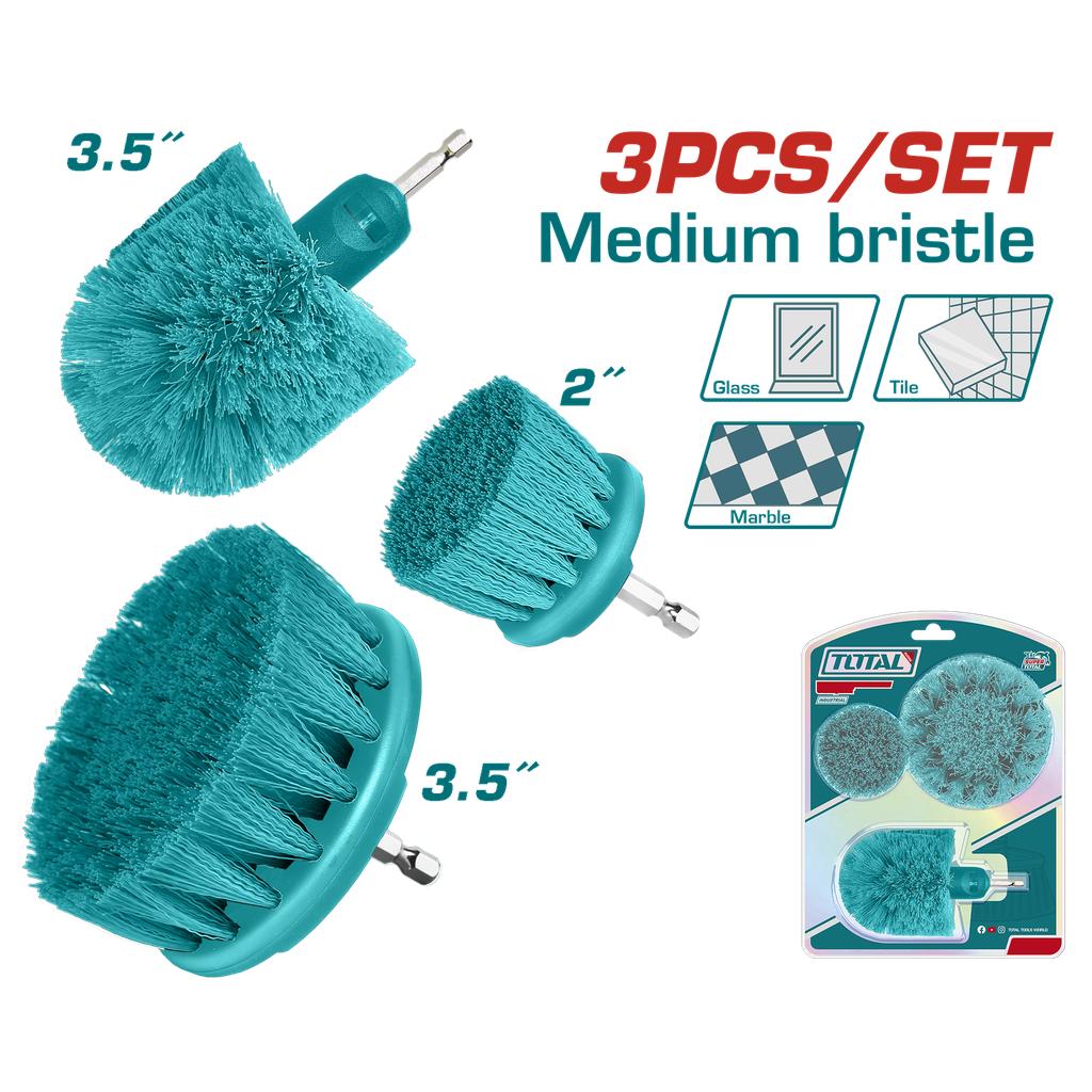SET DE CEPILLO PARA TALADRO  JUEGO X 3 PCZ INDUSTRIAL SUPER TOTAL (TACM3001)