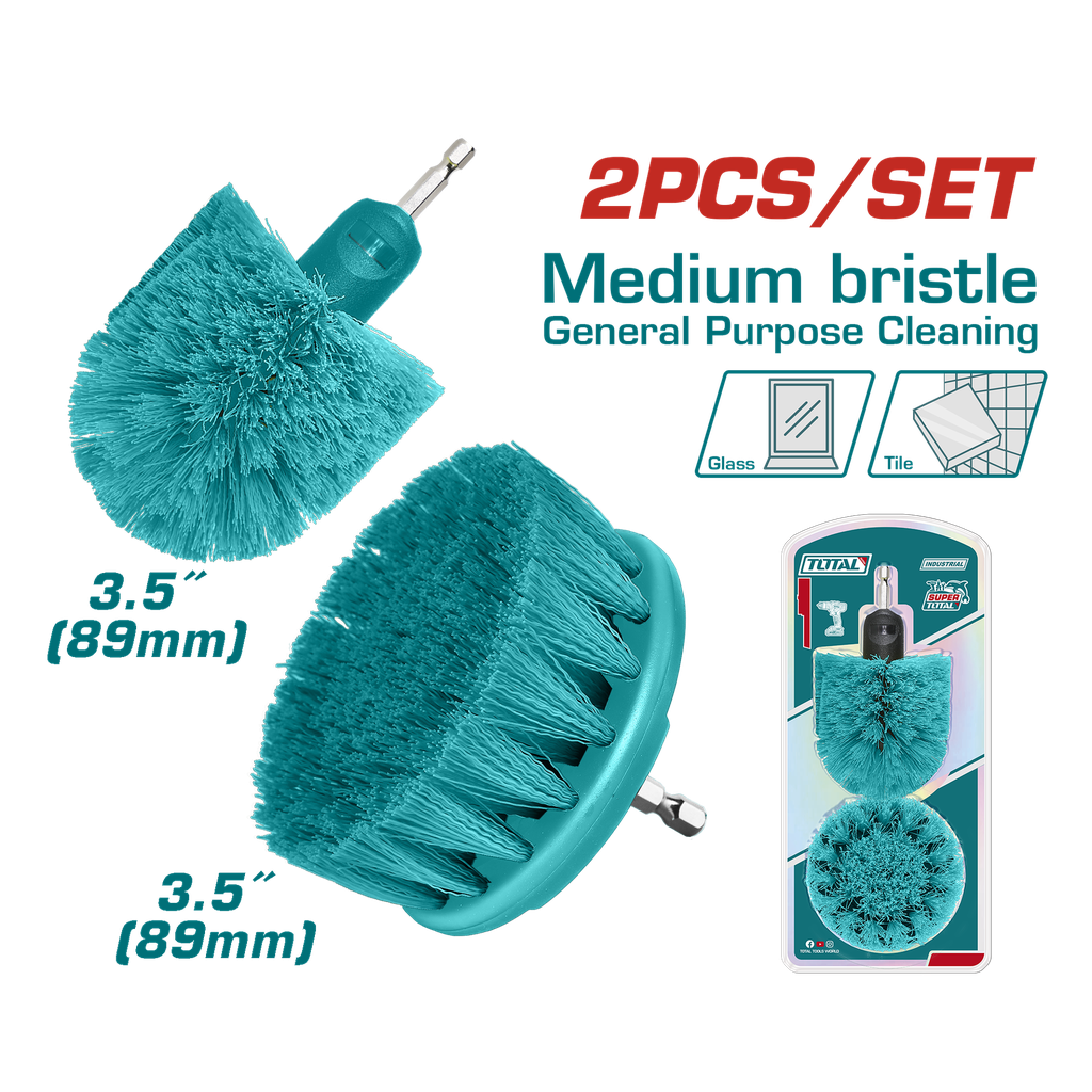 SET DE CEPILLO PARA TALADRO 3,5" JUEGO X 2 PCZ INDUSTRIAL SUPER TOTAL (TACM2335)