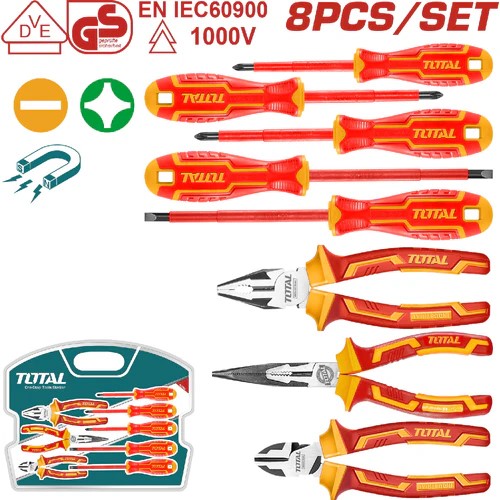 SET DE HERRAMIENTAS AISLADAS 1000V X 8 PZS INDUSTRIAL TOTAL (THKIST3082)
