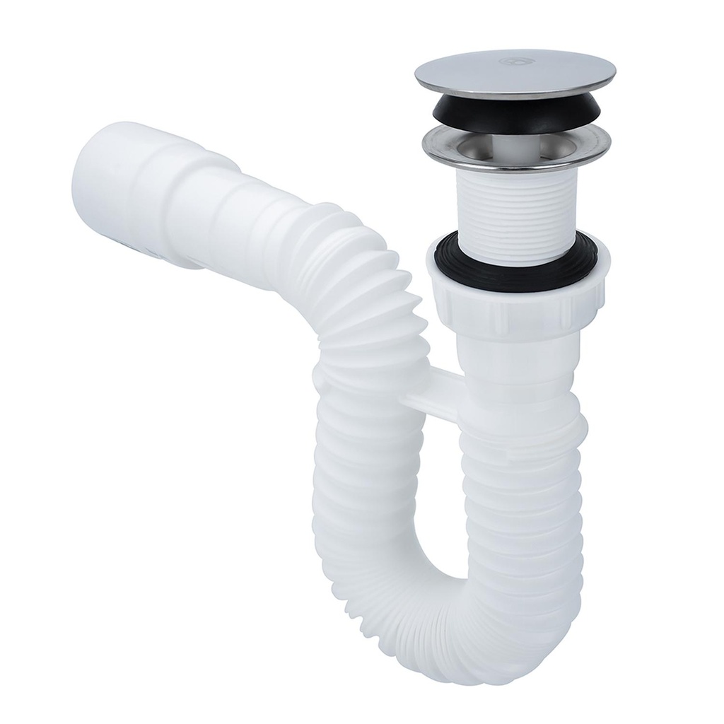 SIFON LAVAMANOS FLEXIBLE PUSH BLANCO BOCCHERINI (SCLV)