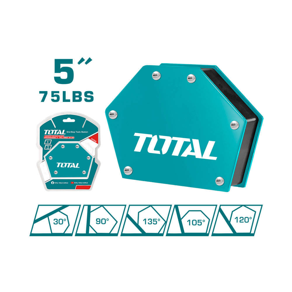 SUJETADOR MAGNETICO 5 75LBS 5 POSICIONES PARA SOLDAR TOTAL (TAMWH75056)