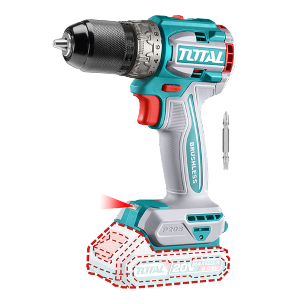 TALADRO INALAMBRICO 1/2 20V CARGADOR Y BATERIA NO INCLUIDO SUPER TOTAL (TDLI206021)