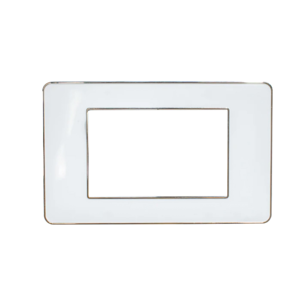 TAPA LUXOR BLANCA Y BORDE CROMADO CRISTAL ACRILICA CUADRADA (V3-02AB)