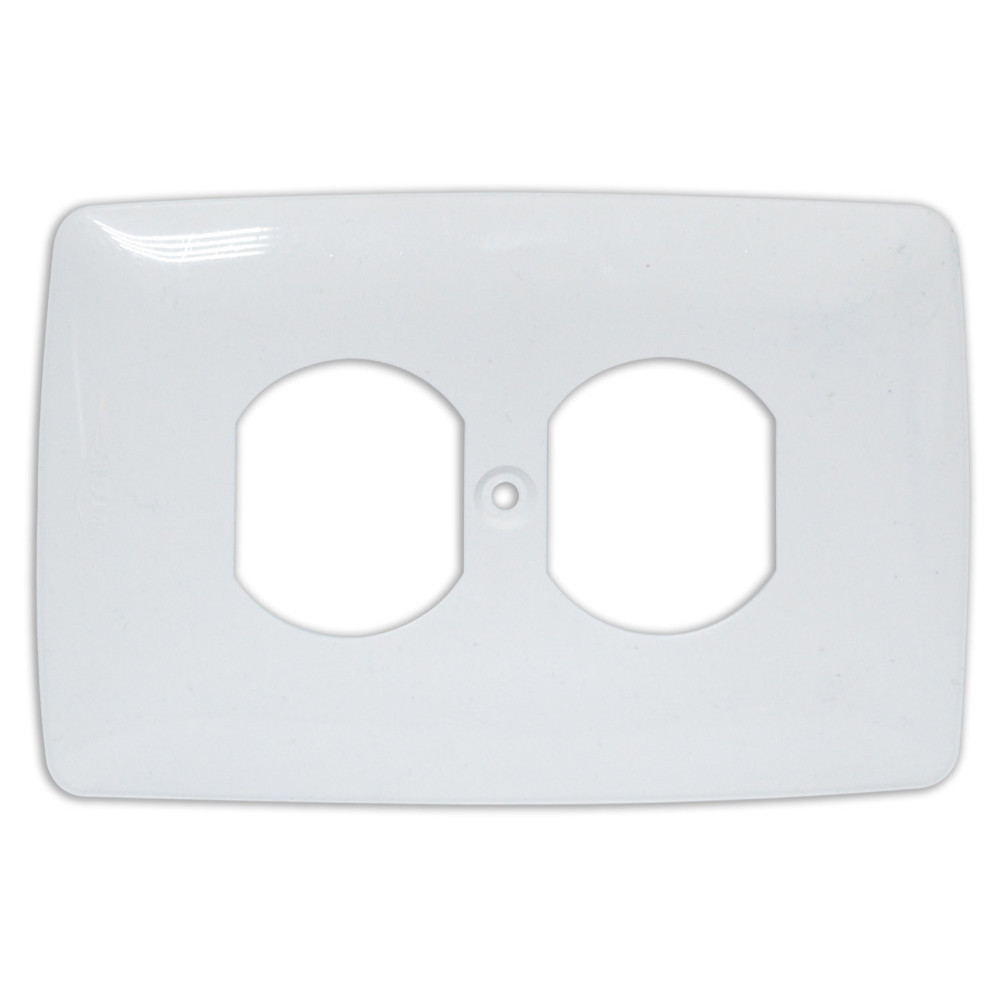 TAPA PLASTICA DE LUJO TOMA DOBLE BLANCA 2X4 INDMA CERTIFICADA (CON TORNILLO)(T1206-0019)