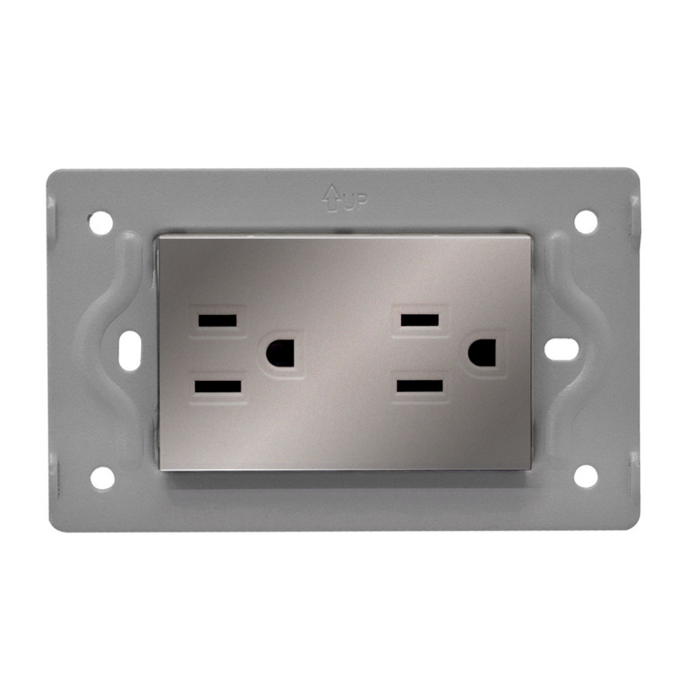 TOMA DOBLE LUXOR GRIS INTERCAMBIABLE SIN TAPA DUKE ENERGY (V3-014)