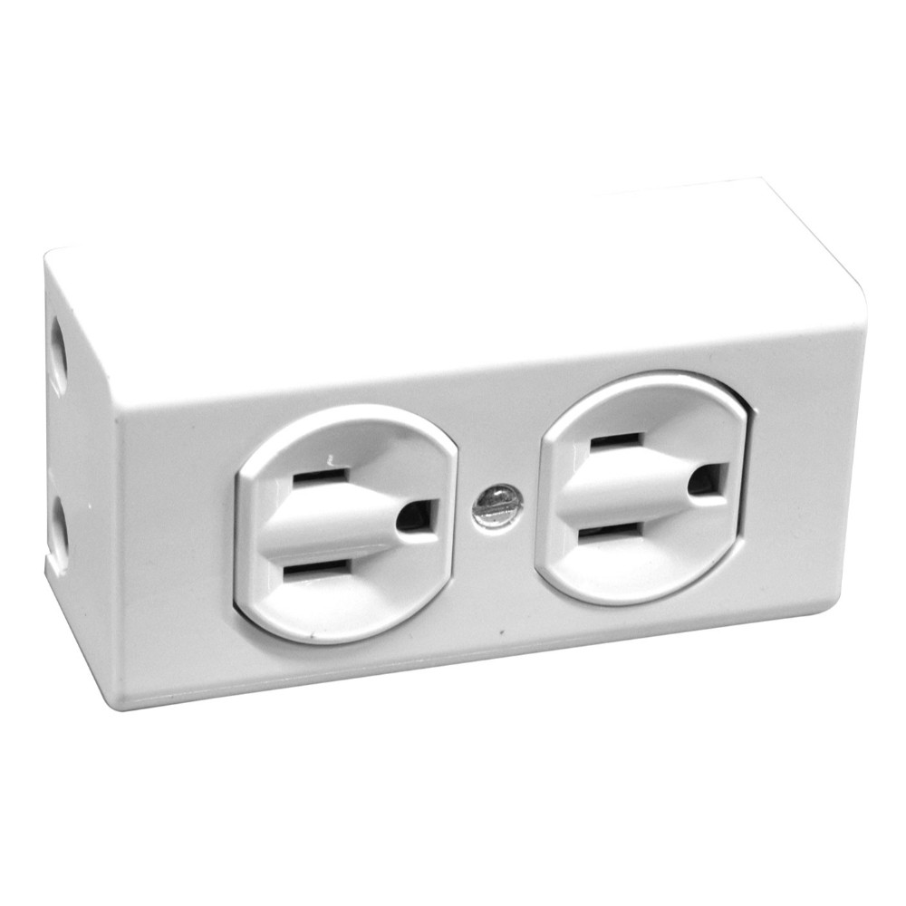 TOMA DOBLE MURO SOBREPONER PASTA BLANCO (HT20349A)