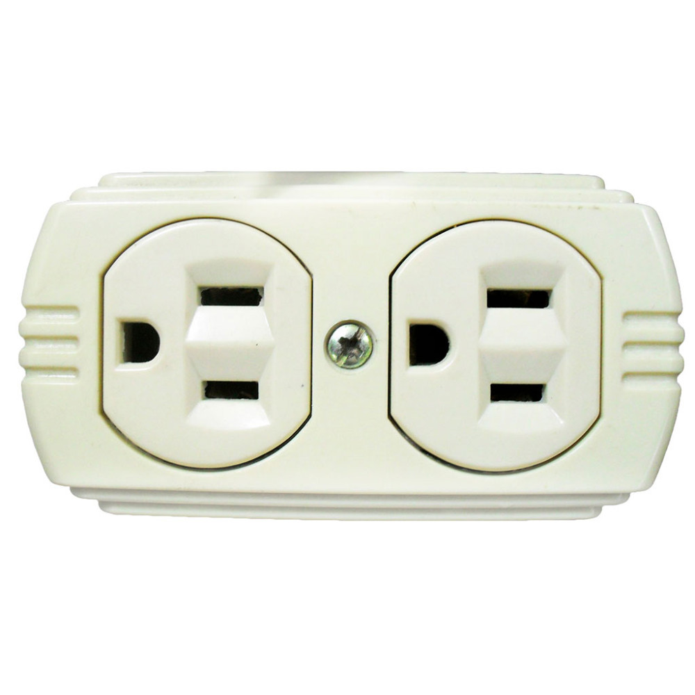 TOMA DOBLE T/L SOBREPONER CON P-TIERRA  BEIGE UDUKE (RETIE-FL)(HT20523)