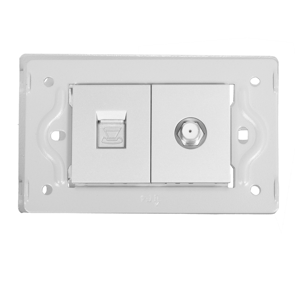 TOMA TELEFONO + TV LUXOR GRIS INTERCAMBIABLE SIN TAPA (V3-036)