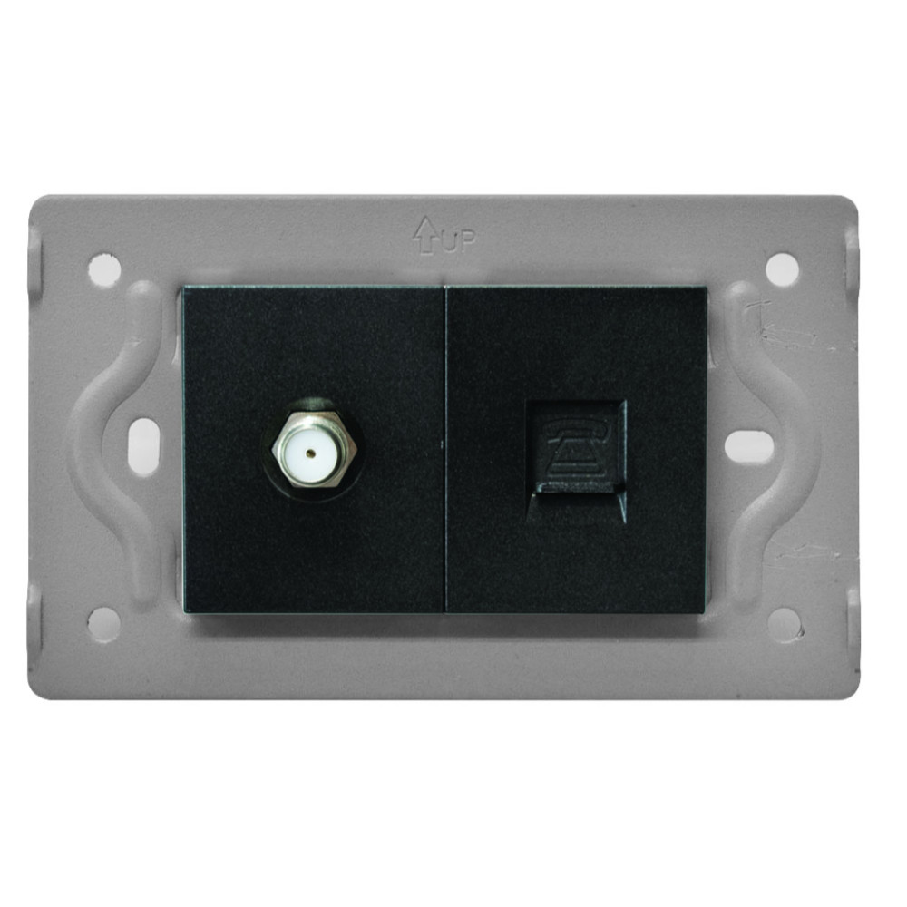 TOMA TELEFONO + TV LUXOR NEGRA INTERCAMBIABLE SIN TAPA DUKE ENERGY (V17-036)