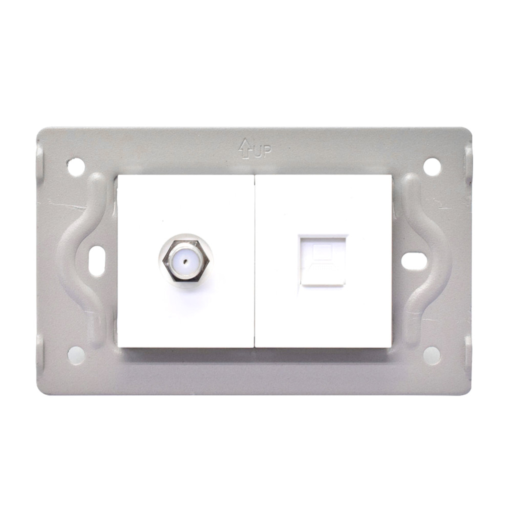 TOMA TV + TOMA LAN INTERNET LUXOR BLANCA INTERCAMBIABLE SIN TAPA DUKE ENERGY (V9-037)