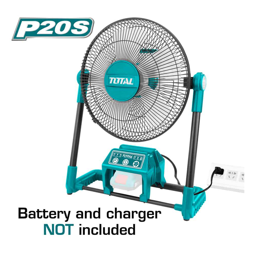 VENTILADOR INALAMBRICO-ELECTRICO 3 VELOCIDADES INDUSTRIAL BATERIA Y CARGADOR NO INCLUIDO TOTAL (UTFALI2001)