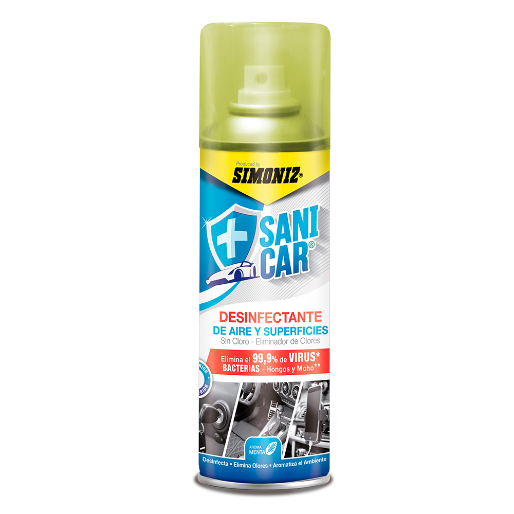 AMBIENTADOR DESINFECTANTE SIMONIZ SANICAR CARRO NUEVO CUERO ITALIANO 250ML (207150)