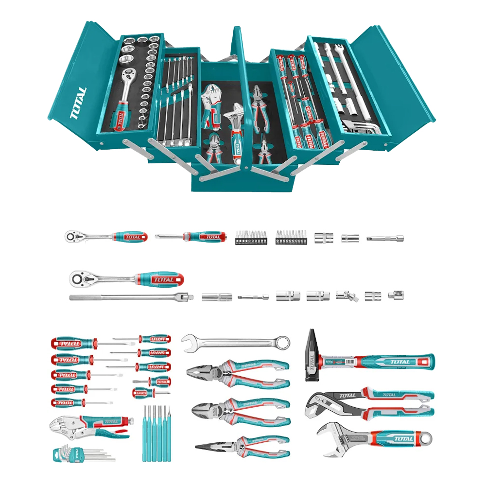 CAJA DE HERRAMIENTAS INCLUYE 108 PZS INDUSTRIAL METALICA TOTAL   (THTCS121081)