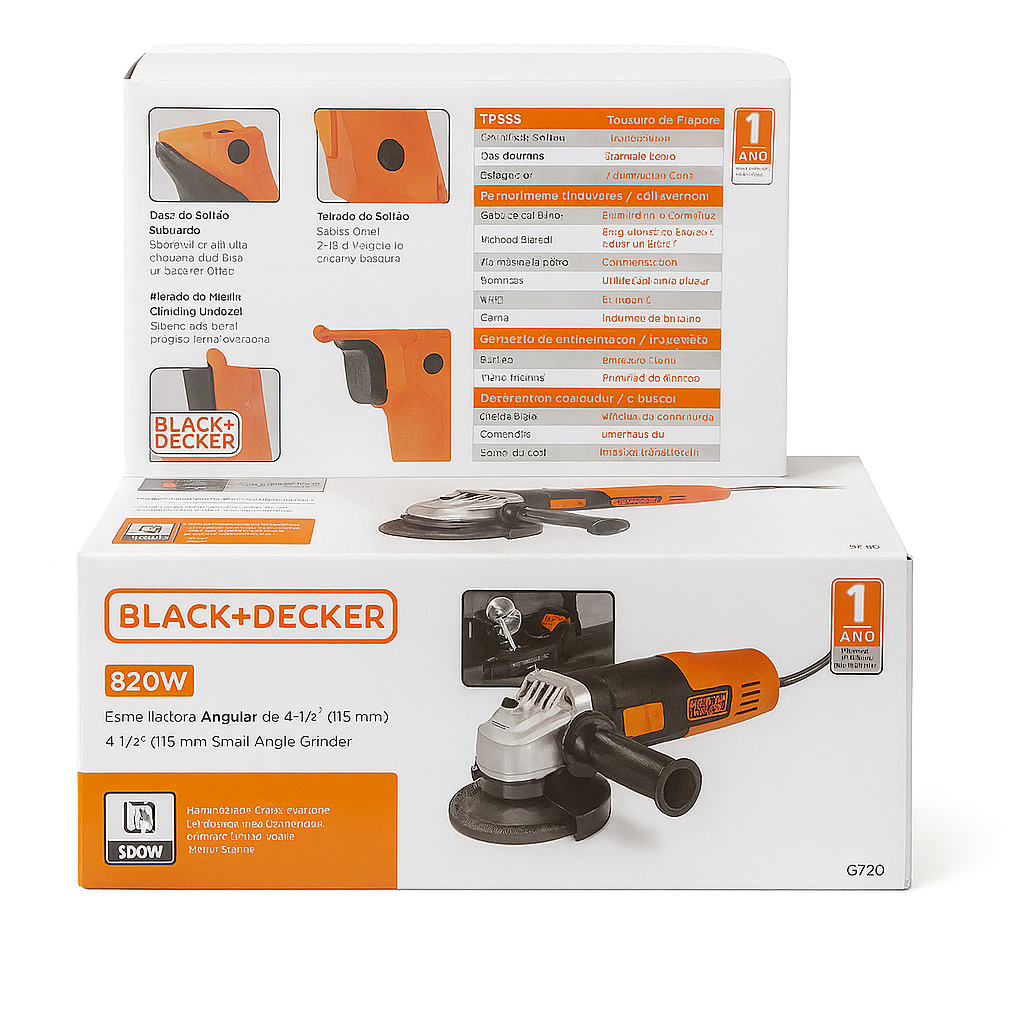 COMBO BLACK & DECKER (G720-B3AC) PULIDORA DE 4 1/2 820 W  + TALADRO 3/8 550W (TP555)