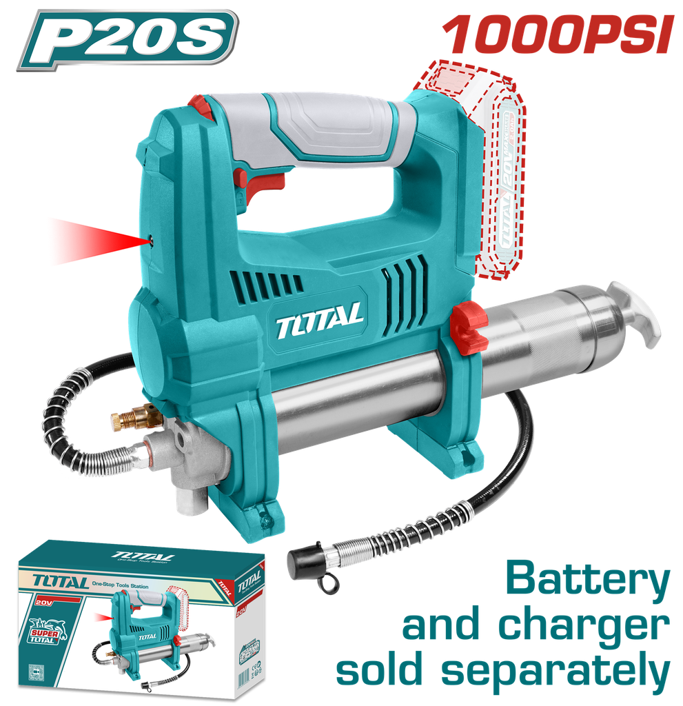 ENGRASADORA INALMBRICA 30" 20V 10000 PSI CAPACIDAD 453G INDUSTRIAL NO INCLUYE BATERIA Y CARGADOR TOTAL (TGGLI2010)